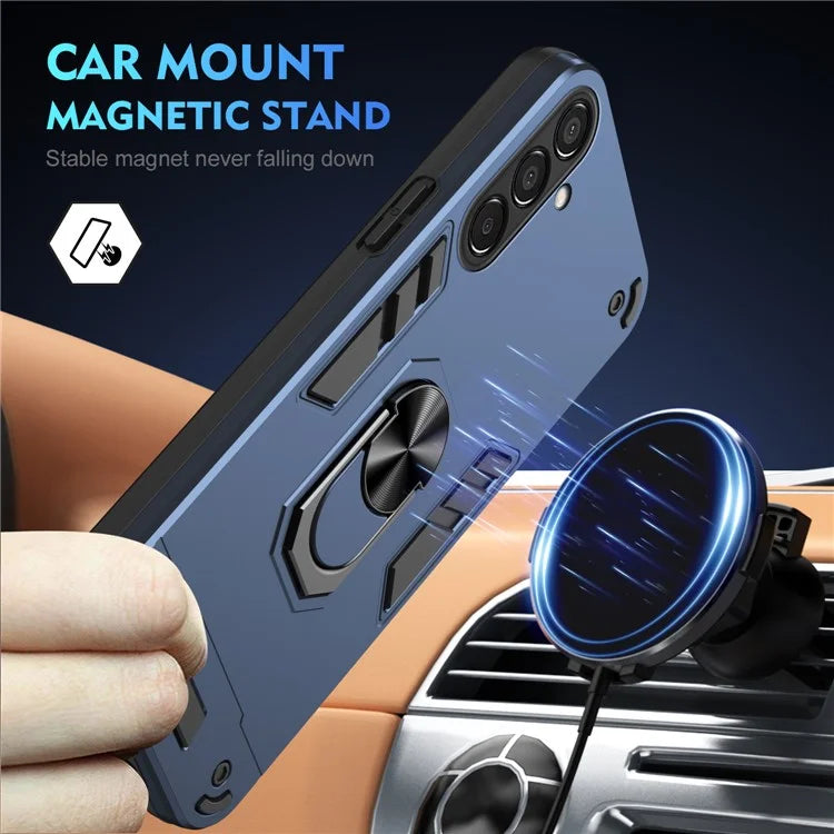 For Samsung Galaxy M15 5G Case PC+TPU Phone Cover with Ring Kickstand