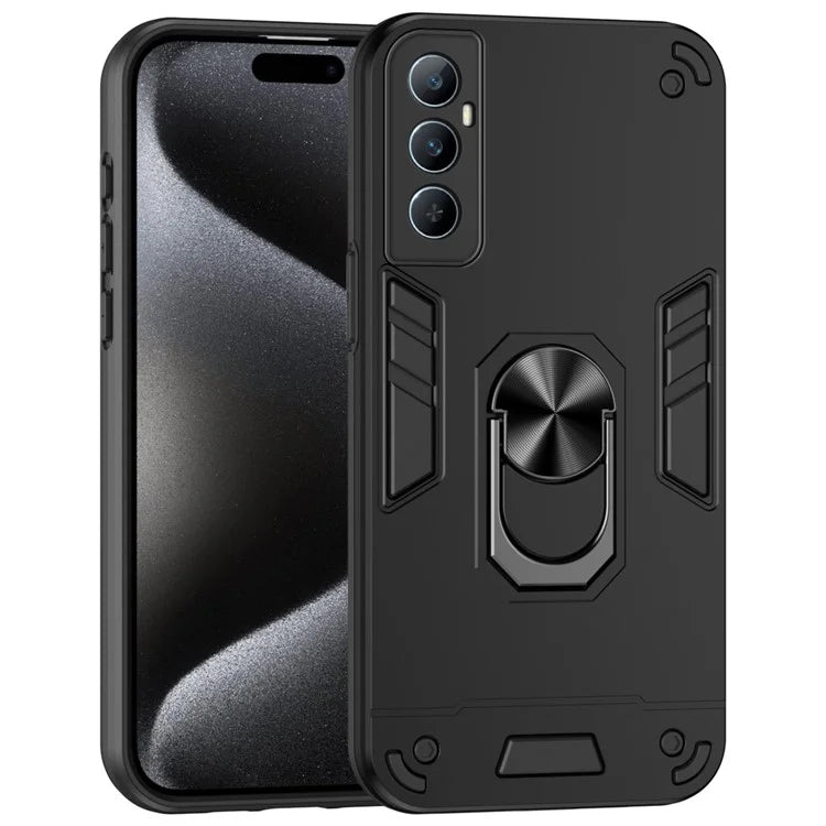 For Realme C65 4G Case PC+TPU Phone Cover with Ring Holder Kickstand, Anti-Scratch