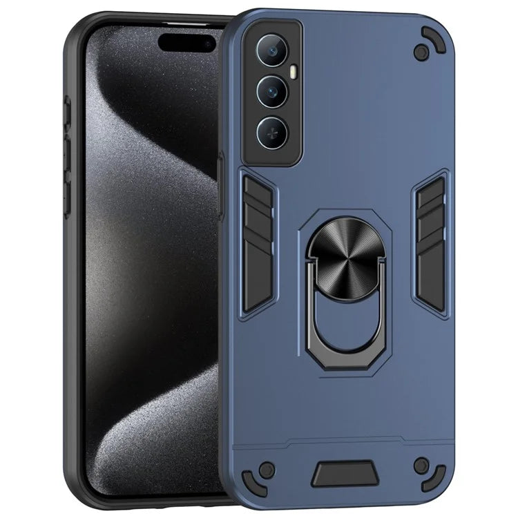 For Realme C65 4G Case PC+TPU Phone Cover with Ring Holder Kickstand, Anti-Scratch