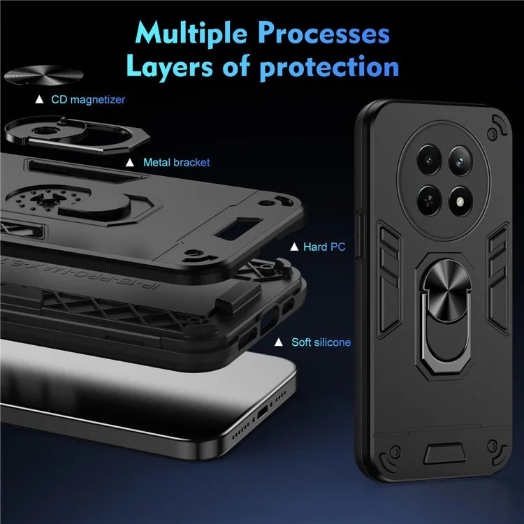 For Realme 12 5G Case PC+TPU Shockproof Phone Protective Cover Rotating Kickstand
