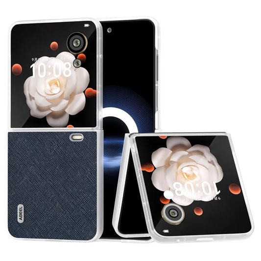 ABEEL For Honor Magic V Flip 5G Case Genuine Cow Leather Phone Back Cover Cross Texture