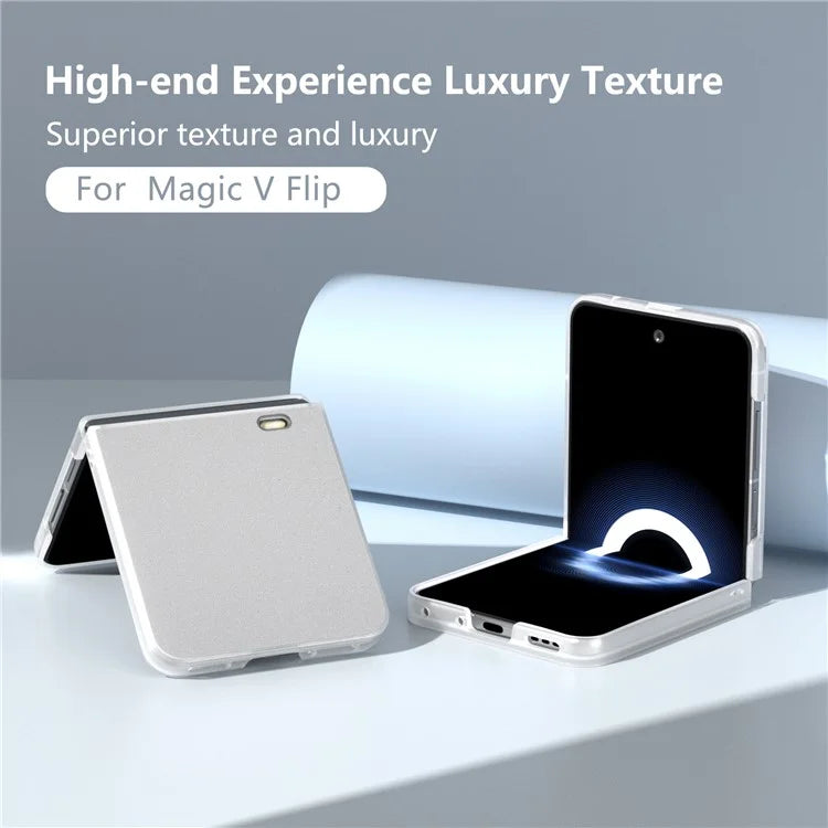 For Honor Magic V Flip 5G Case Matte Frame PU Leather+PC Glitter Phone Cover