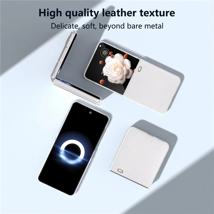 For Honor Magic V Flip 5G Case Matte Frame PU Leather+PC Glitter Phone Cover