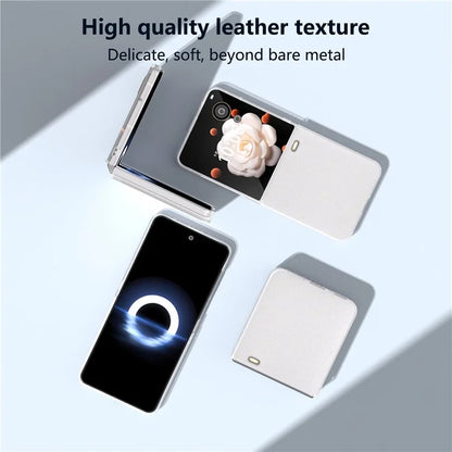 For Honor Magic V Flip 5G Case Matte Frame PU Leather+PC Glitter Phone Cover