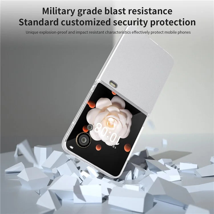 For Honor Magic V Flip 5G Case Matte Frame PU Leather+PC Glitter Phone Cover