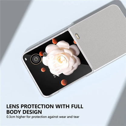 For Honor Magic V Flip 5G Case Matte Frame PU Leather+PC Glitter Phone Cover