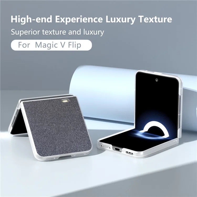 For Honor Magic V Flip 5G Case Matte Frame PU Leather+PC Glitter Phone Cover