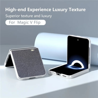 For Honor Magic V Flip 5G Case Matte Frame PU Leather+PC Glitter Phone Cover