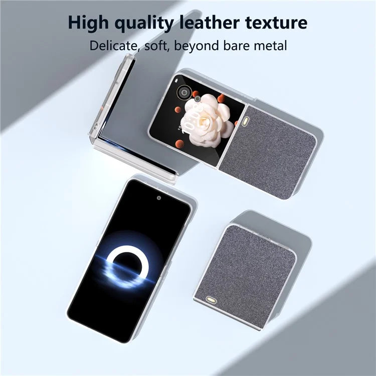 For Honor Magic V Flip 5G Case Matte Frame PU Leather+PC Glitter Phone Cover