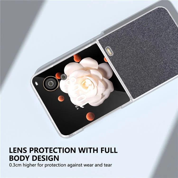For Honor Magic V Flip 5G Case Matte Frame PU Leather+PC Glitter Phone Cover