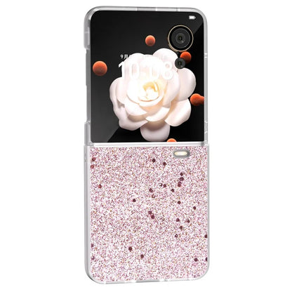 For Honor Magic V Flip 5G Case Matte Frame PU Leather+PC Glitter Phone Cover