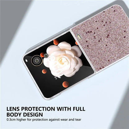 For Honor Magic V Flip 5G Case Matte Frame PU Leather+PC Glitter Phone Cover