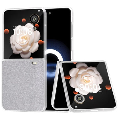 For Honor Magic V Flip 5G Case Matte Frame PU Leather+PC Glitter Phone Cover
