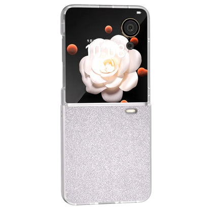 For Honor Magic V Flip 5G Case Matte Frame PU Leather+PC Glitter Phone Cover