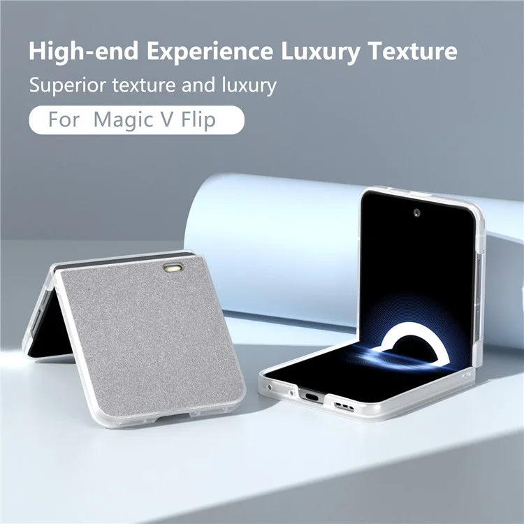 For Honor Magic V Flip 5G Case Matte Frame PU Leather+PC Glitter Phone Cover