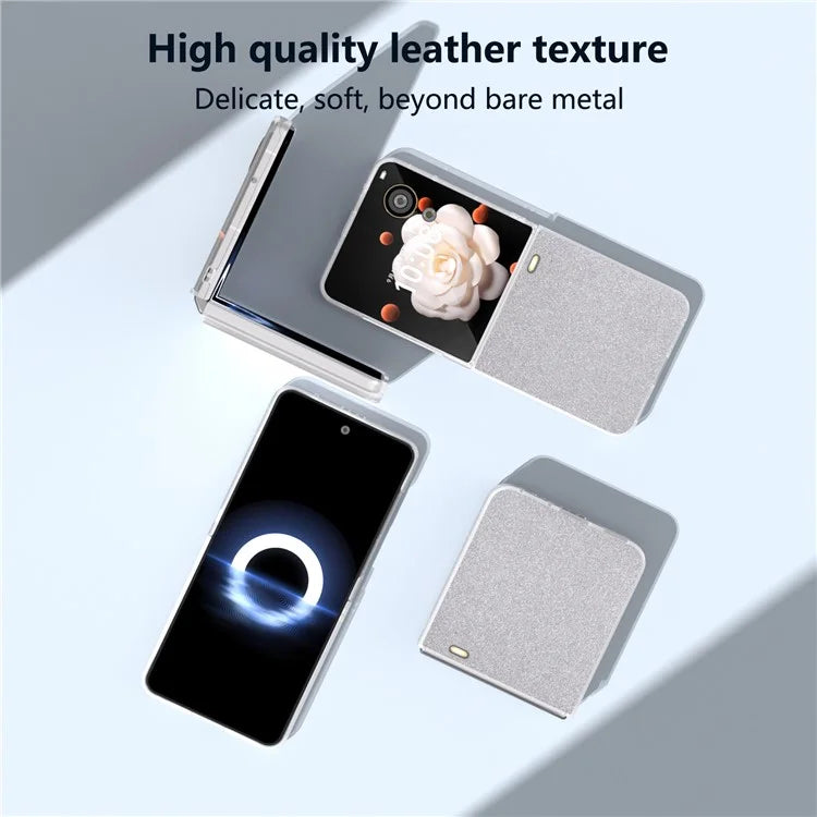 For Honor Magic V Flip 5G Case Matte Frame PU Leather+PC Glitter Phone Cover