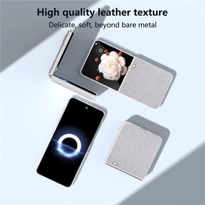 For Honor Magic V Flip 5G Case Matte Frame PU Leather+PC Glitter Phone Cover