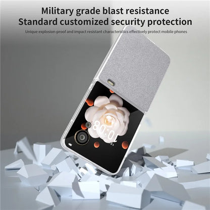 For Honor Magic V Flip 5G Case Matte Frame PU Leather+PC Glitter Phone Cover