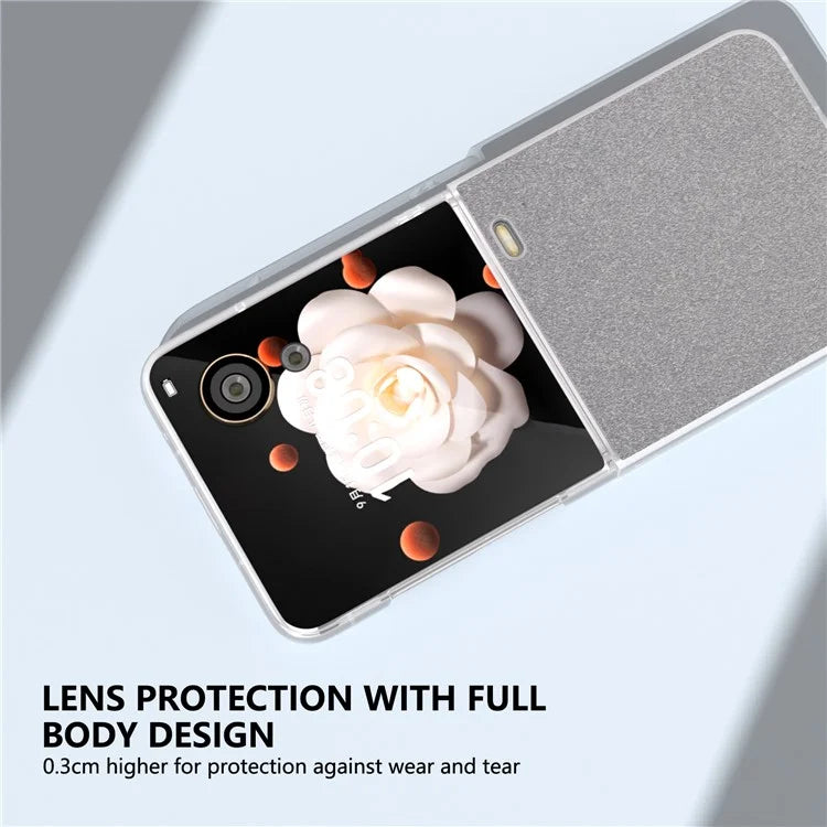 For Honor Magic V Flip 5G Case Matte Frame PU Leather+PC Glitter Phone Cover