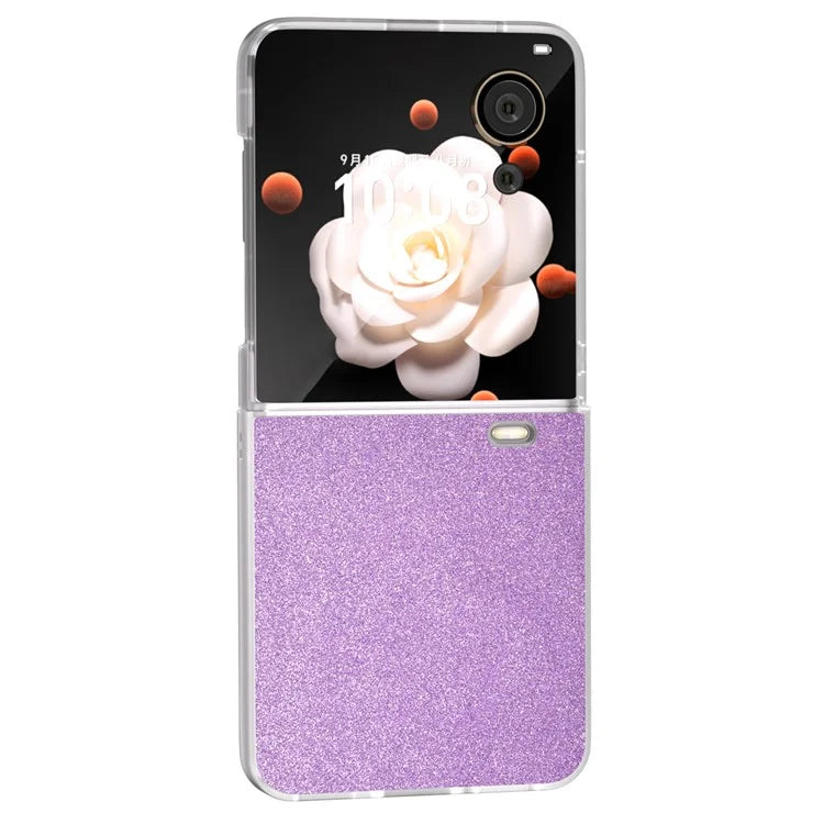 For Honor Magic V Flip 5G Case Matte Frame PU Leather+PC Glitter Phone Cover