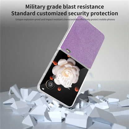 For Honor Magic V Flip 5G Case Matte Frame PU Leather+PC Glitter Phone Cover
