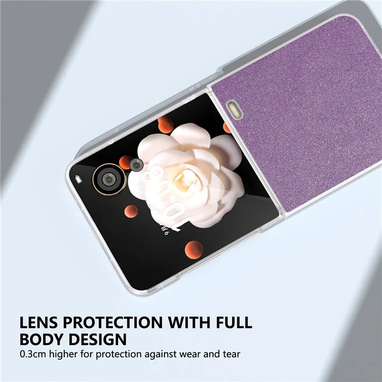 For Honor Magic V Flip 5G Case Matte Frame PU Leather+PC Glitter Phone Cover