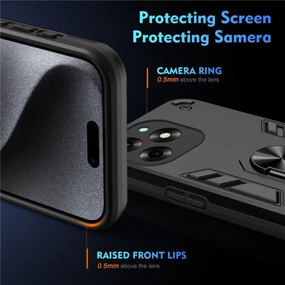For itel S23+ Case Kickstand Hard PC Soft TPU Protective Phone Cover