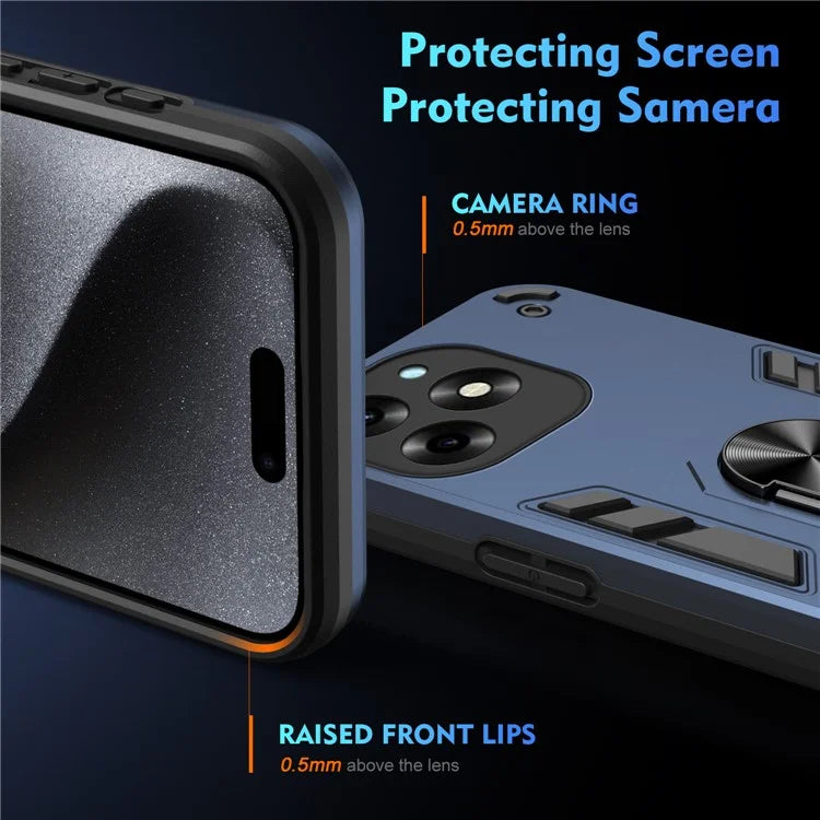 For itel S23+ Case Kickstand Hard PC Soft TPU Protective Phone Cover