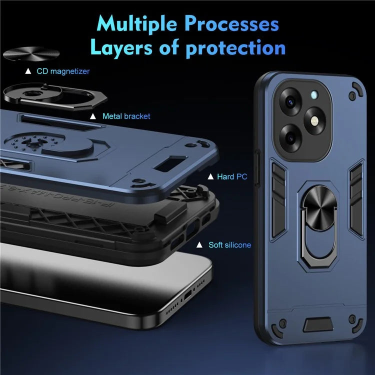 For itel S23+ Case Kickstand Hard PC Soft TPU Protective Phone Cover