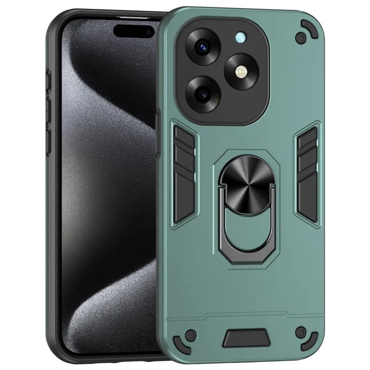 For itel S23+ Case Kickstand Hard PC Soft TPU Protective Phone Cover