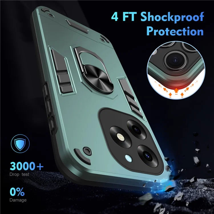 For itel S23+ Case Kickstand Hard PC Soft TPU Protective Phone Cover