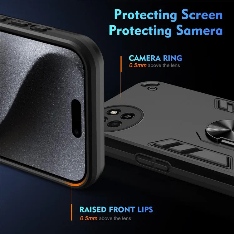 For itel S23 Case Dual Layer Hybrid PC+TPU Kickstand Phone Cover
