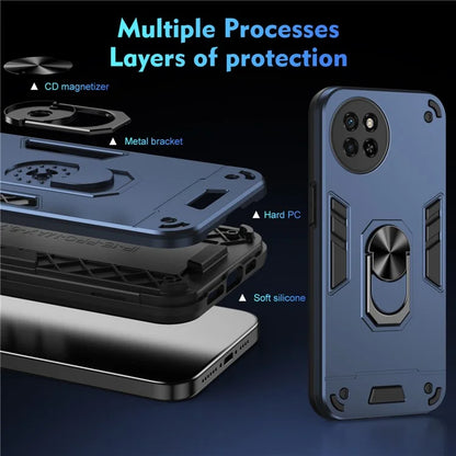 For itel S23 Case Dual Layer Hybrid PC+TPU Kickstand Phone Cover