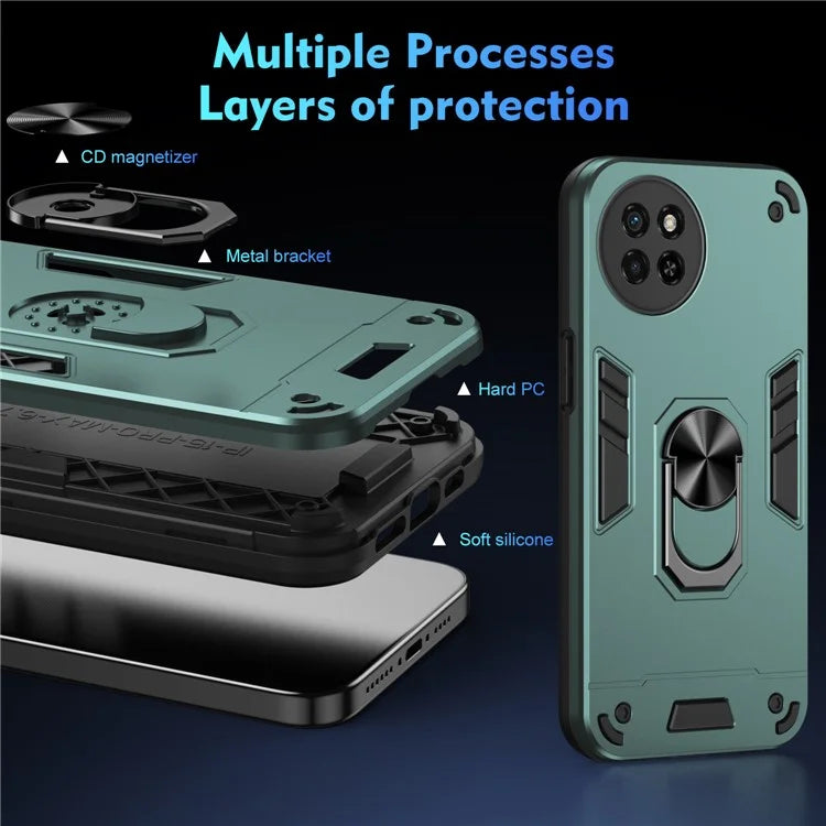For itel S23 Case Dual Layer Hybrid PC+TPU Kickstand Phone Cover