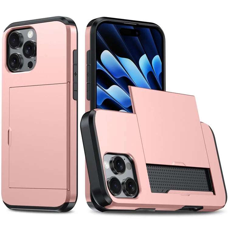 For iPhone 16 Pro Max Case TPU + PC Protective Phone Cover with Card Holder