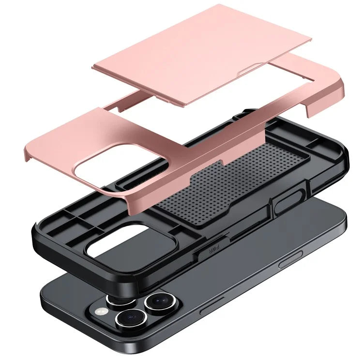 For iPhone 16 Pro Max Case TPU + PC Protective Phone Cover with Card Holder