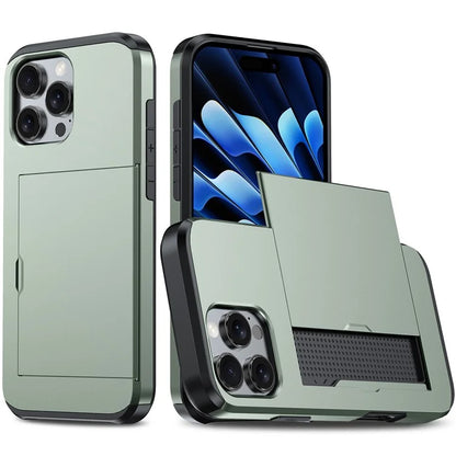 For iPhone 16 Pro Max Case TPU + PC Protective Phone Cover with Card Holder