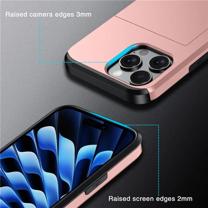 For iPhone 16 Pro Max Case TPU + PC Protective Phone Cover with Card Holder