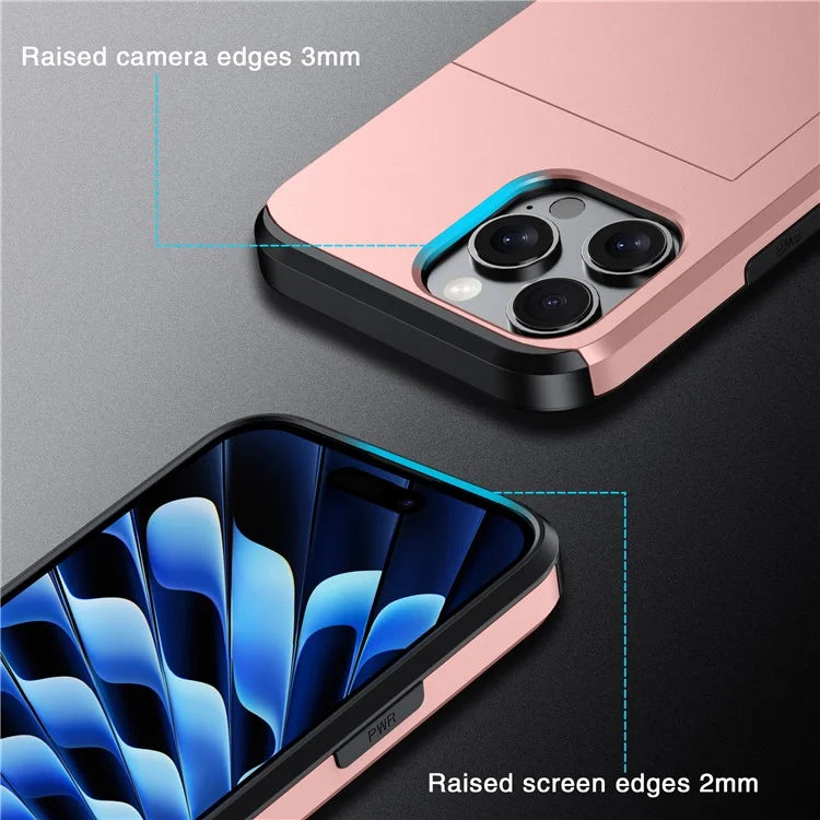 For iPhone 16 Pro Max Case TPU + PC Protective Phone Cover with Card Holder