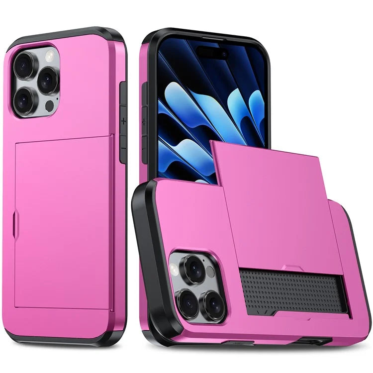 For iPhone 16 Pro Max Case TPU + PC Protective Phone Cover with Card Holder