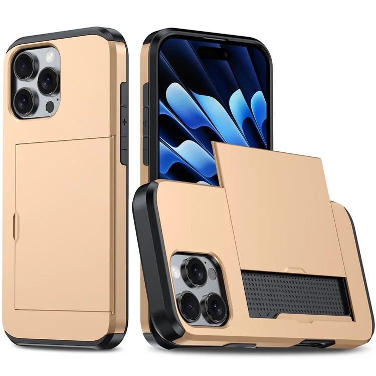 For iPhone 16 Pro Max Case TPU + PC Protective Phone Cover with Card Holder