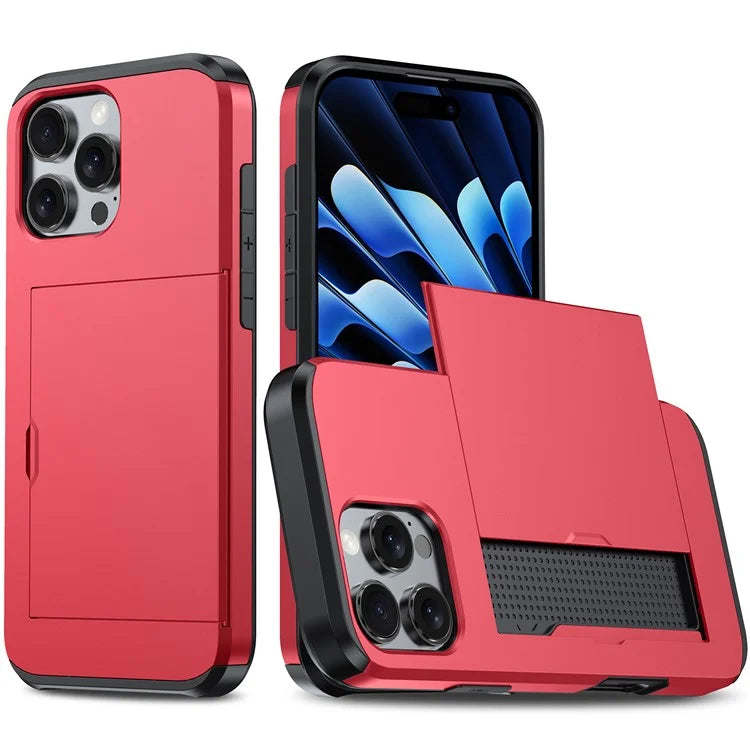 For iPhone 16 Pro Max Case TPU + PC Protective Phone Cover with Card Holder