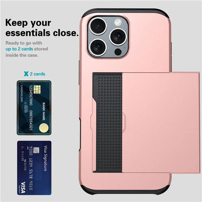 For iPhone 16 Pro Max Case TPU + PC Protective Phone Cover with Card Holder