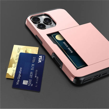 For iPhone 16 Pro Max Case TPU + PC Protective Phone Cover with Card Holder