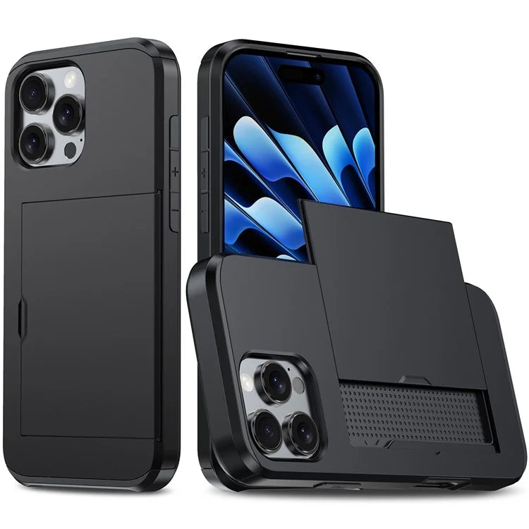 For iPhone 16 Pro Max Case TPU + PC Protective Phone Cover with Card Holder