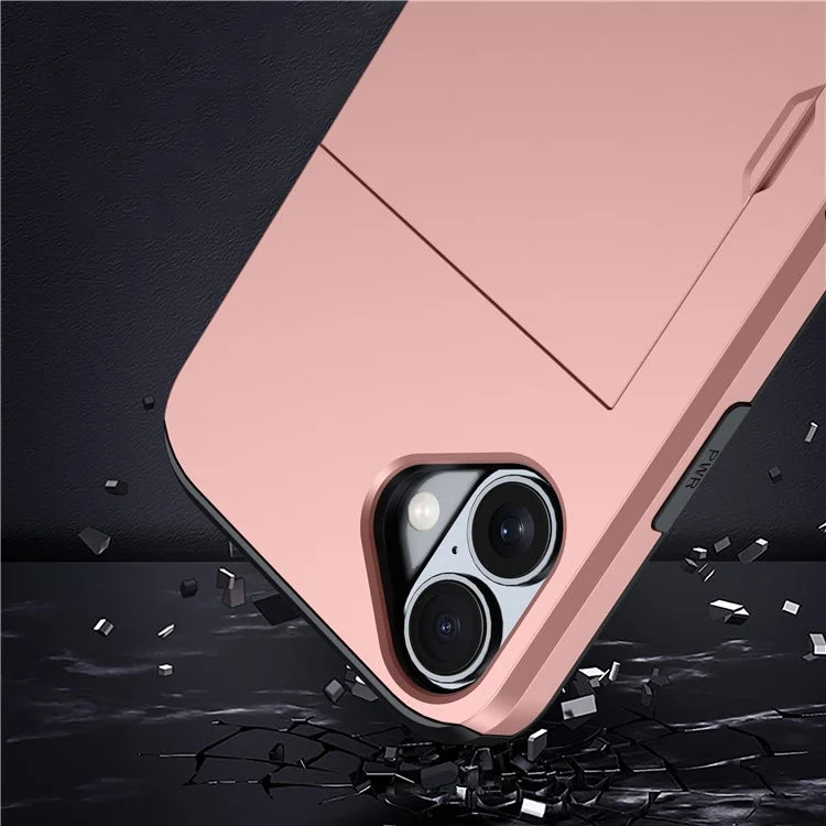 For iPhone 16 Plus Case with Card Holder TPU + PC Phone Cover Dual Layer Shockproof
