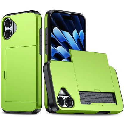 For iPhone 16 Plus Case with Card Holder TPU + PC Phone Cover Dual Layer Shockproof