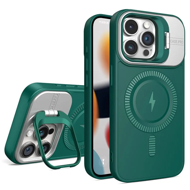 For iPhone 14 Pro Max Case Compatible with MagSafe PC+TPU Kickstand Phone Coverish Green