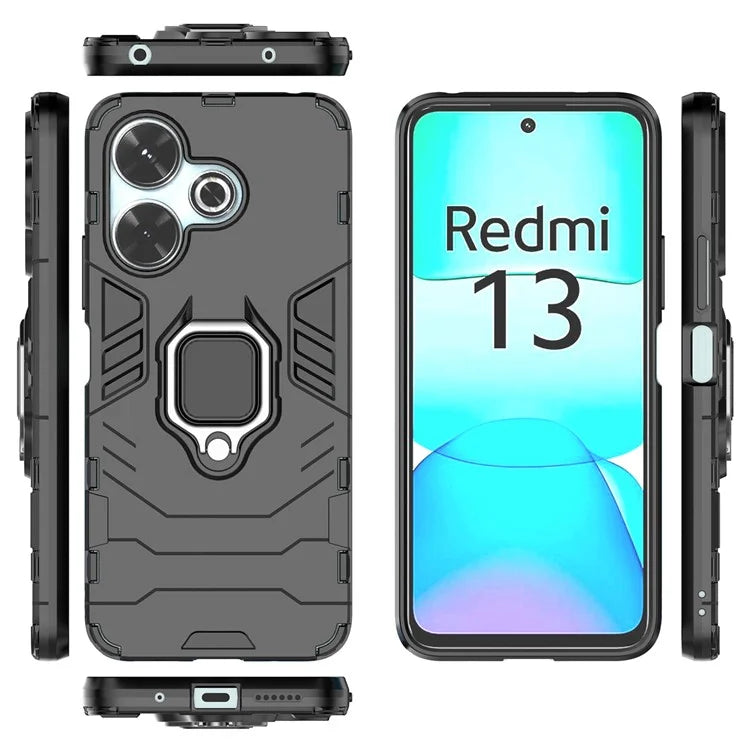 For Xiaomi Redmi 13 4G Case Armor  PC+TPU Phone Cover with Ring Kickstand