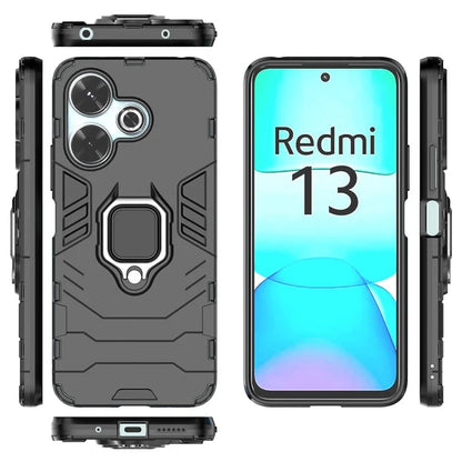 For Xiaomi Redmi 13 4G Case Armor  PC+TPU Phone Cover with Ring Kickstand